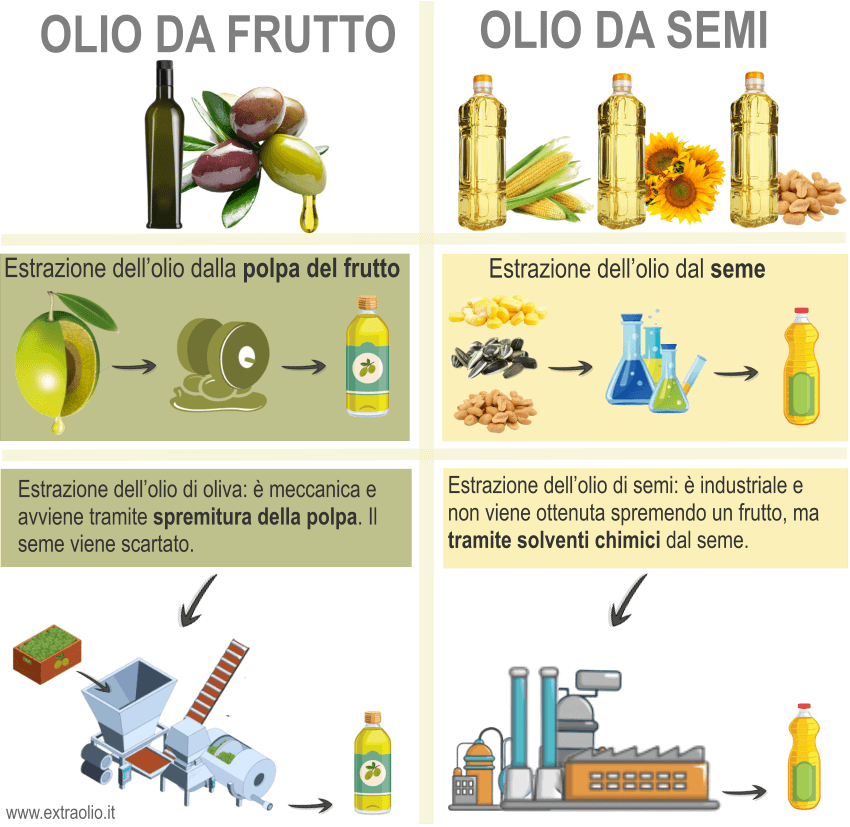 differenza tra olio evo extravergine di oliva e olio di semi