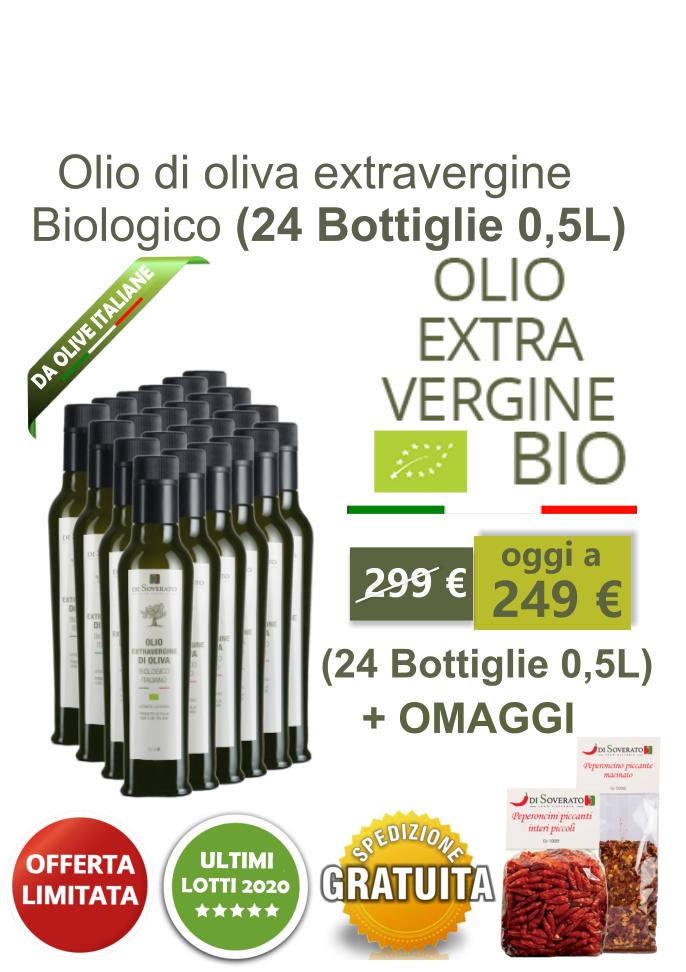  Offerta Olio di oliva extravergine biologico (24 bottiglie 0,5 L)