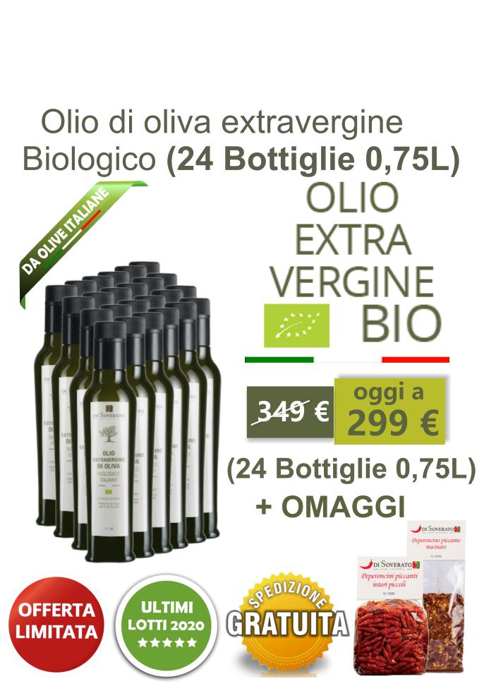  Offerta Olio di oliva extravergine biologico (24 bottiglie 0,75 L)