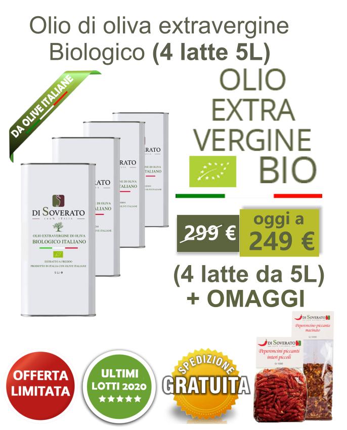 Offerta Olio extravergine d'oliva Biologico (4 latte da 5 litri)