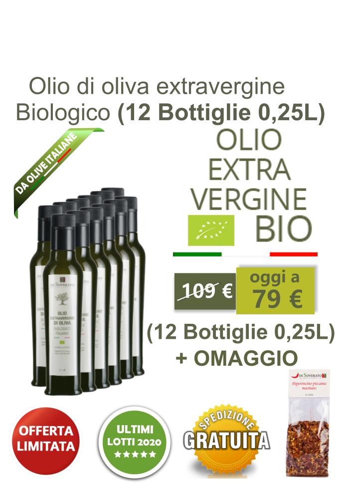Olio di oliva extravergine biologico (12 bottiglie 0,25 L)