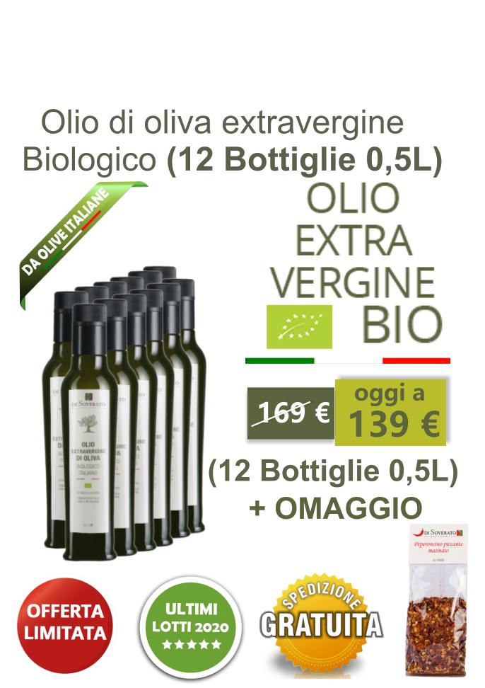 Olio di oliva extravergine biologico (12 bottiglie bottiglie 0,5 L)